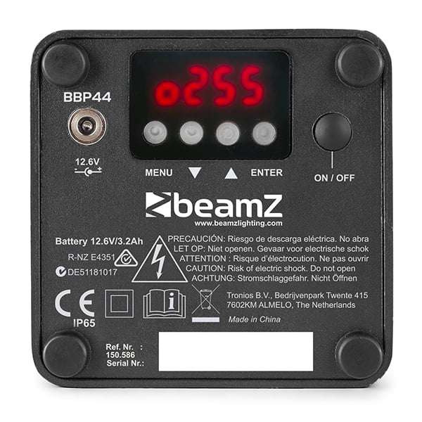 BEAMZ BBP44 LED BATTERY UPLIGHT PAR IP65 4x 4W RGBW