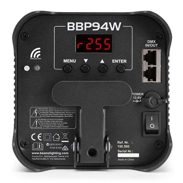BEAMZ BBP94W LED BATTERY UPLIGHT PAR IP20 4x 12W RGBAWUV