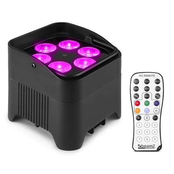 BEAMZ BBP96S LED BATTERY UPLIGHT PAR IP20 6x 12W RGBAWUV