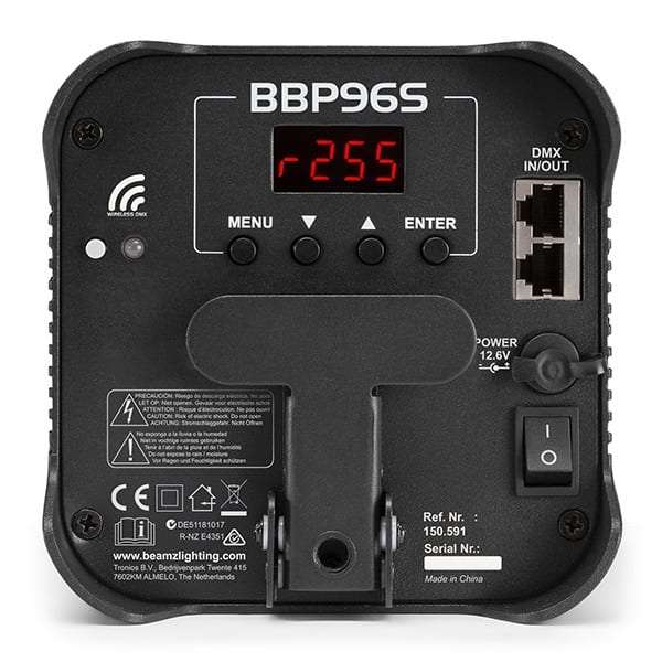 BEAMZ BBP96S LED BATTERY UPLIGHT PAR IP20 6x 12W RGBAWUV