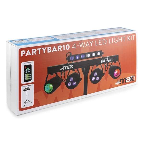 BEAMZ PARTYBAR10 SET 2x JELLY MOON, 2x PAR AND UV/STROBE RGBWUV