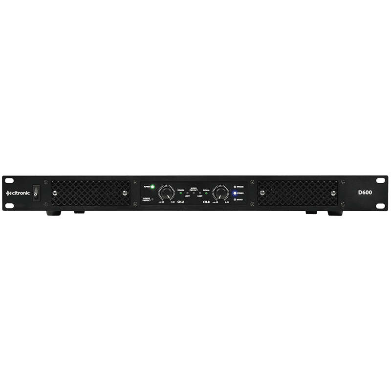 CITRONIC - D600 1U 19in CLASS-D AMPLIFIER 2 x 300Wrms