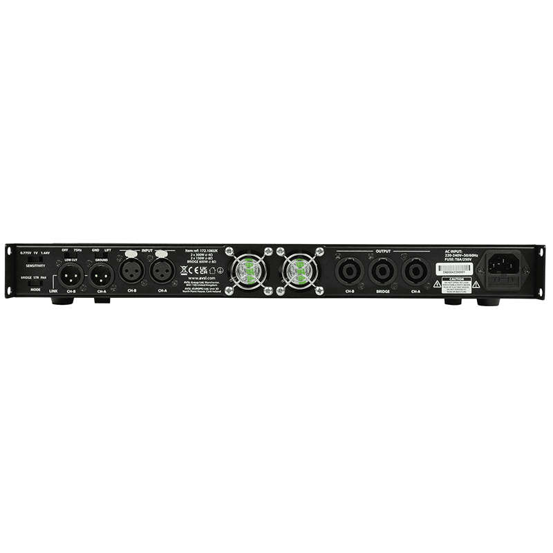 CITRONIC - D600 1U 19in CLASS-D AMPLIFIER 2 x 300Wrms