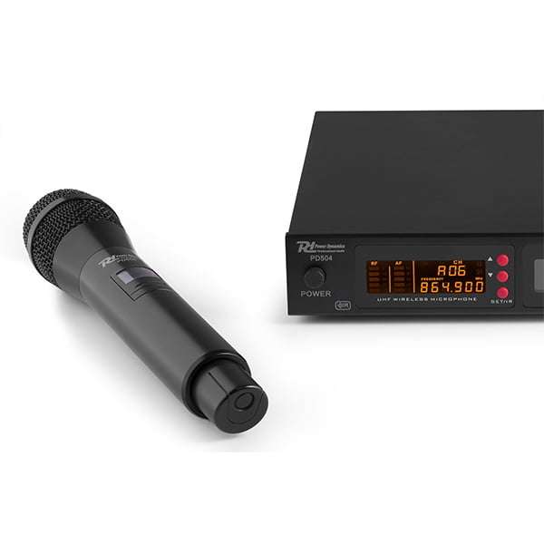 POWER DYNAMICS PD504H QUAD HANDHELD MICROPHONE UHF 826.300/831.200 MHz /863.000/865.000 MHz