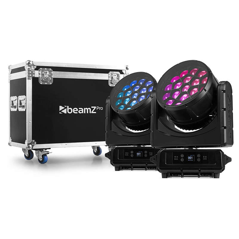 BEAMZPRO NEREID1940 LED MOVING HEAD BEE EYE ZOOM IP65 19x 40W RGBW [2 PIECES IN FLIGHTCASE]