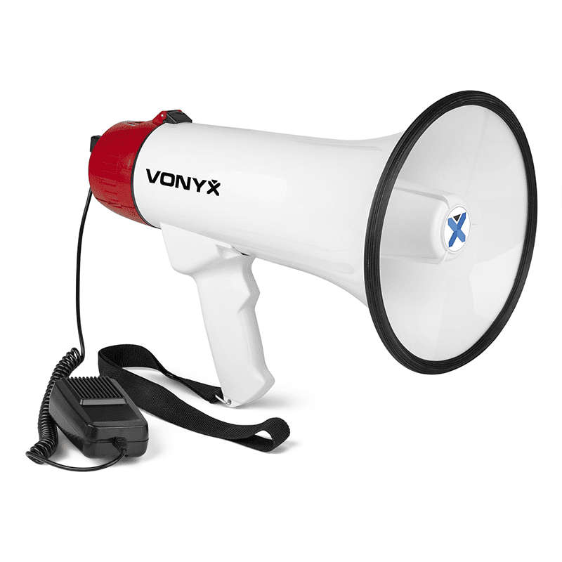 VONYX MEG045 MEGAPHONE 45W WITH RECORD SIREN USB BT BATTERY