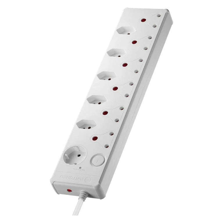 Switched 12-way Medium Surge Protection Multiplug with 0.5m Cord White