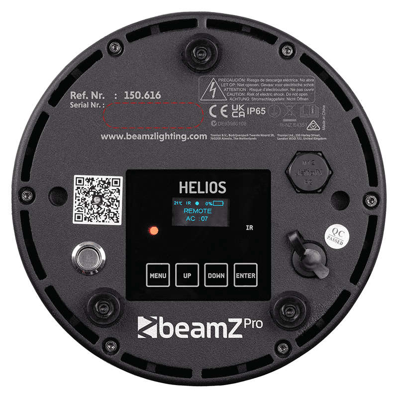 BEAMZPRO HELIOS LED BATTERY UPLIGHT PAR IP65 6x 15W RGBWA-UV