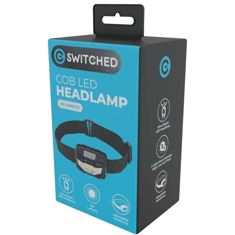 Switched 80 Lumens LED Headlamp Black