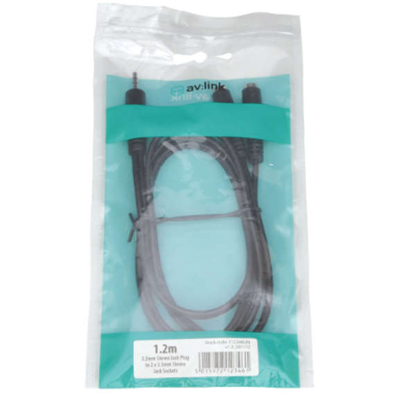 Avlink - 1.2M 3.5mm STEREO PLUG  - 2 x 3.5mm STEREO SOCKETS SPLITTER LEAD