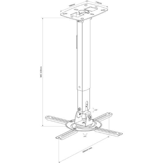 AVLINK - PJM620 ADJUSTABLE CEILING PROJECTOR BRACKET