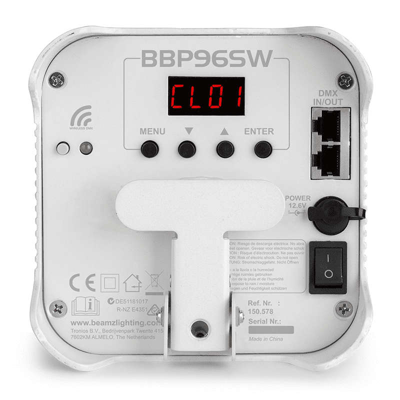 BEAMZ BBP96SW LED BATTERY UPLIGHT PAR IP20 6x 12W RGBAWUV