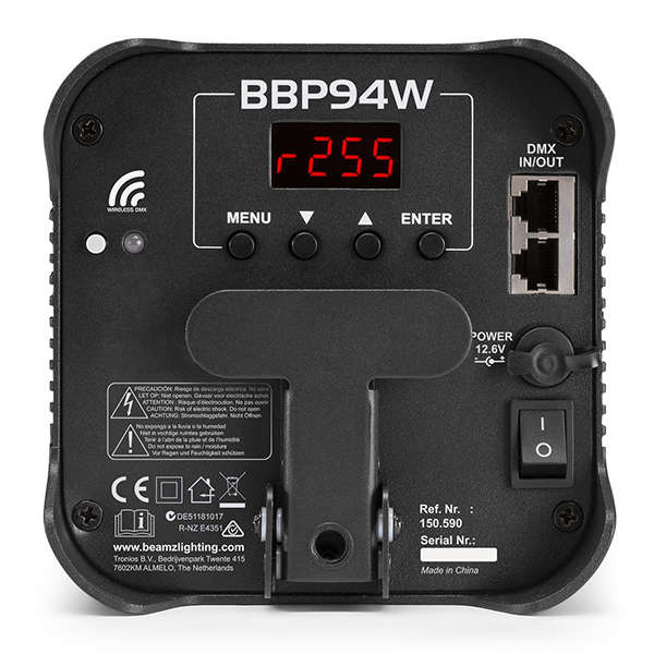 BEAMZ BBP94W LED BATTERY UPLIGHT PAR IP20 4x 12W RGBAWUV
