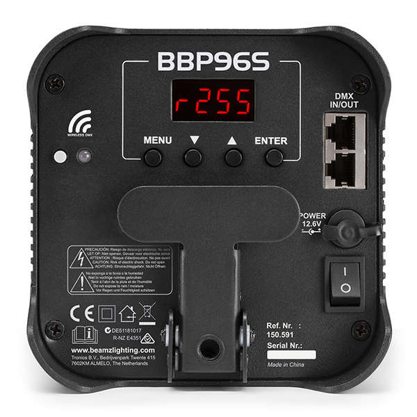 BEAMZ BBP96S LED BATTERY UPLIGHT PAR IP20 6x 12W RGBAWUV