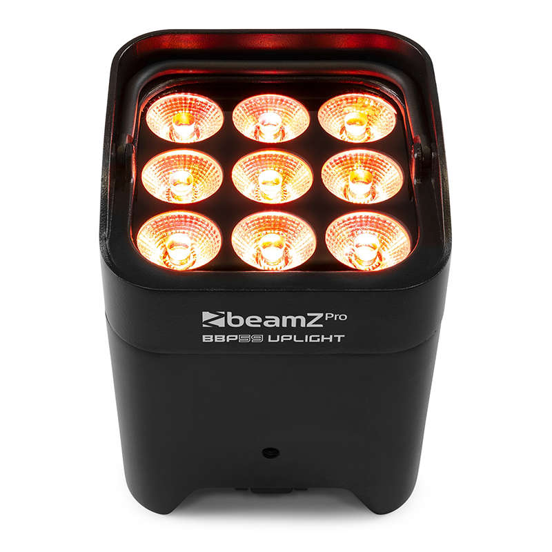 BEAMZPRO BBP59 LED BATTERY UPLIGHT PAR IP65 9x 12W RGBAWUV