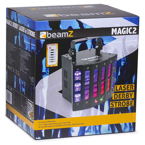 BEAMZ MAGIC2 DERBY WITH LASER RG AND STROBE 9x 3W RGBAWUVP