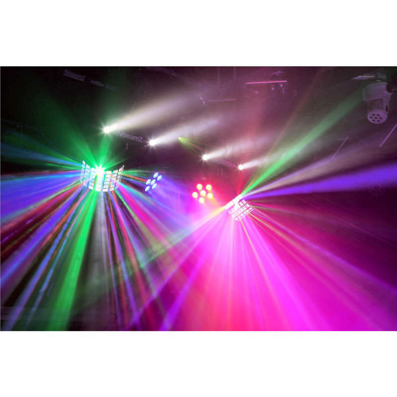 BEAMZ LED SHOWBAR WITH PAR BUTTERFLY LASER AND STROBE 4x 1W LED 12x 8W RGBWUV