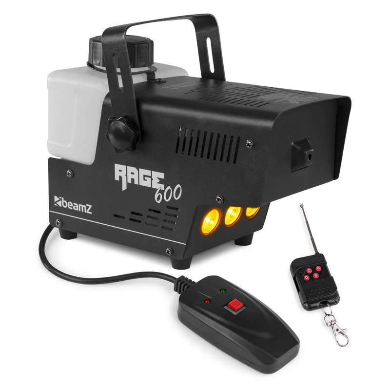 BEAMZ RAGE600LED SMOKE  MACHINE 600W AMBER 3x 1W WIRELESS REMOTE
