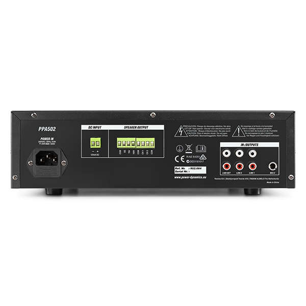 PDM PPA502 100V MIXER AMPLIFIER 50W USB/SD/BT 2 ZONE