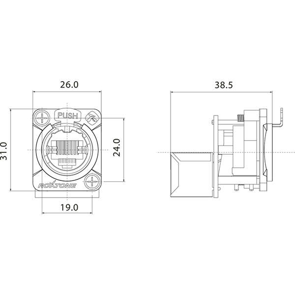 ROXTONE CONNECTOR ETHERCON CHASSIS MOUNT CAT5 SHIELDED