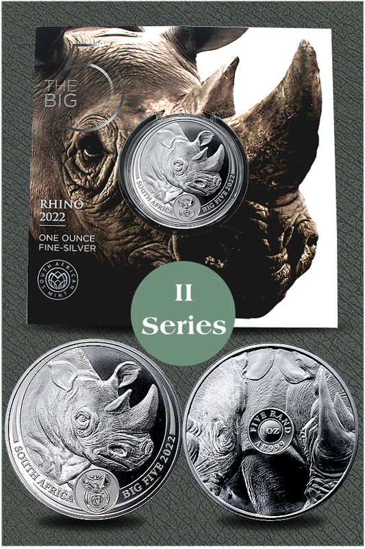 *#* 2022 1oz R5 Fine Silver Black Rhino 2nd Series Brilliant Uncirculated Big Five *#*