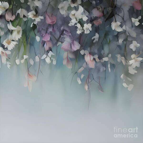 Floral Art Print featuring the digital art Dusky Lilac Floral by Jennifer Van Niekerk