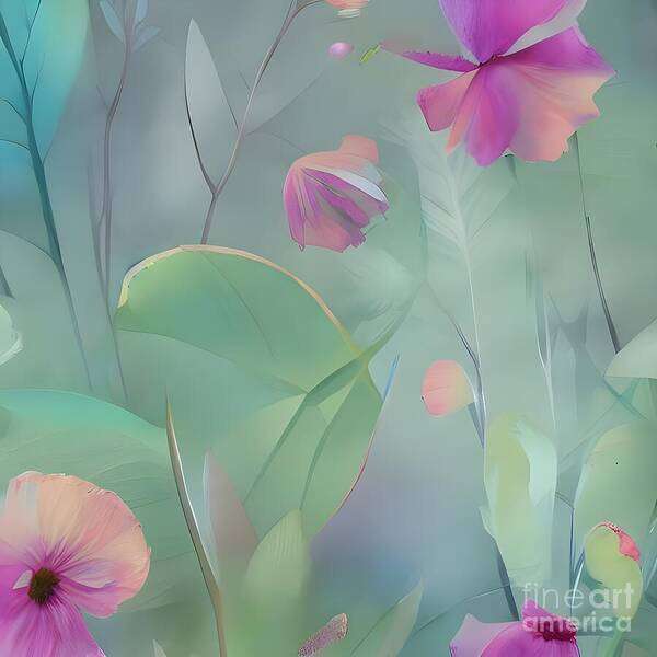 Floral Art Print featuring the digital art Lovage Pastel Botanical by Jennifer Van Niekerk