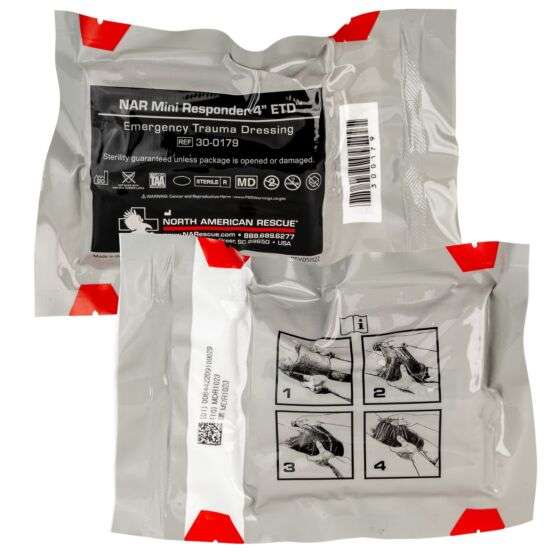 North American Rescue 4 Mini Responder Emergency Trauma Dressing