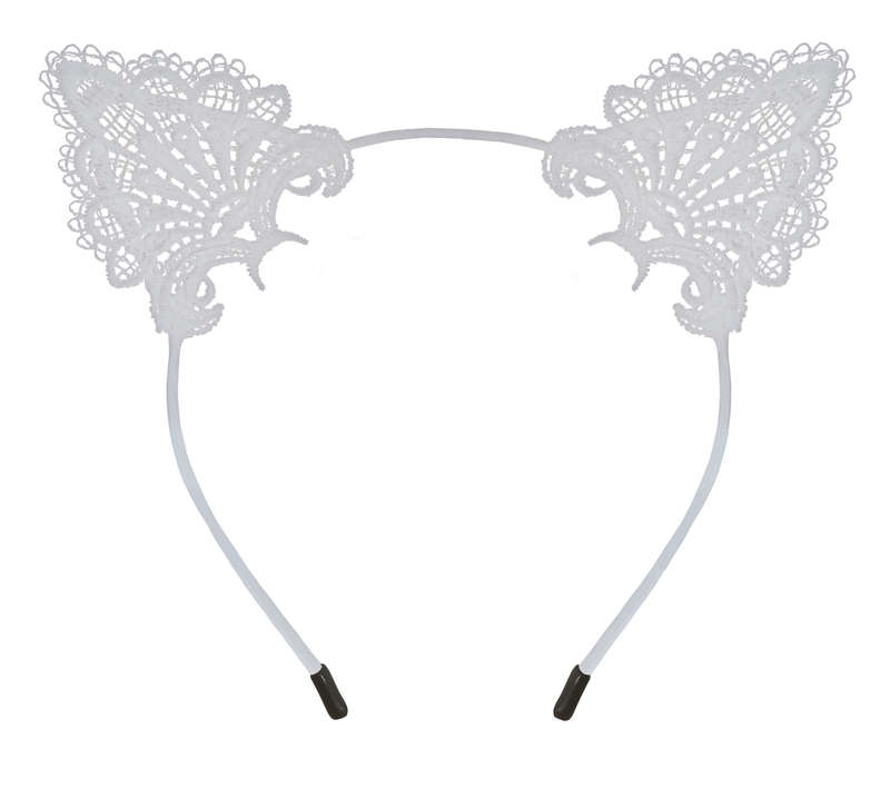 Adorable Kawaii Lacy Cat Ear Headband - White