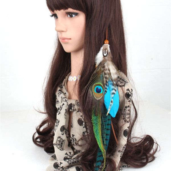 Bohemian Feather Extension With Clip Teal Mix