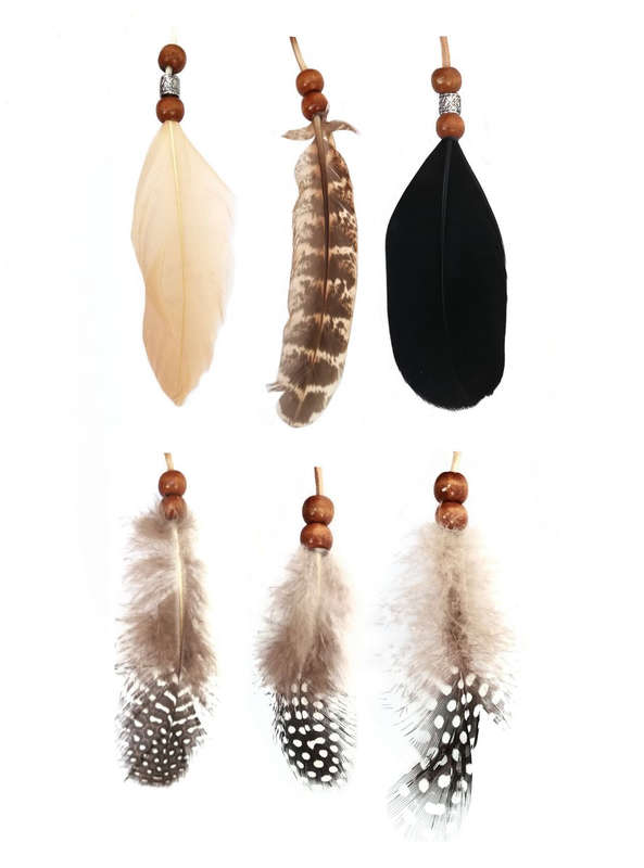 Bohemian Feather Wrap Around Headband Natural Mix