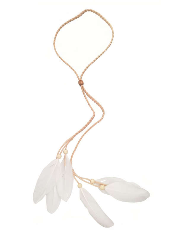 Bohemian Style Headband With White Feathers