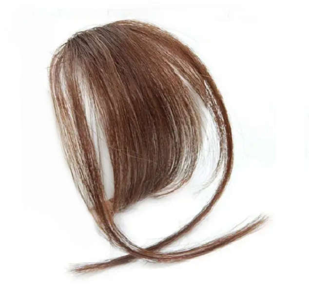 100% Indian Remy Human Hair Finely Layered Mini-Fringe Clip-in Hair - 6 Chestnut Brown