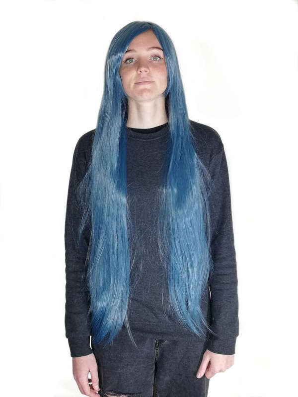 Long-Fringe 100cm Cosplay/Fashion Wig - Deep Misty Blue