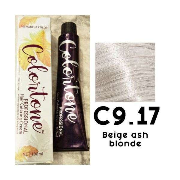 Colortone Professional Hair Dye Toner Tint Coloring Cream - c9.17 Beige Ash Blonde