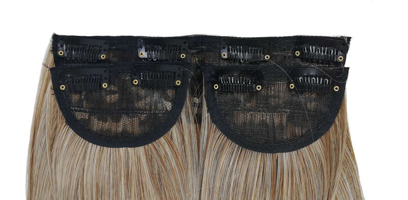 3 Piece 60cm Full Head Clip-on Hair Extensions XXL - Light Brown Platinum mix Wavy 12m613