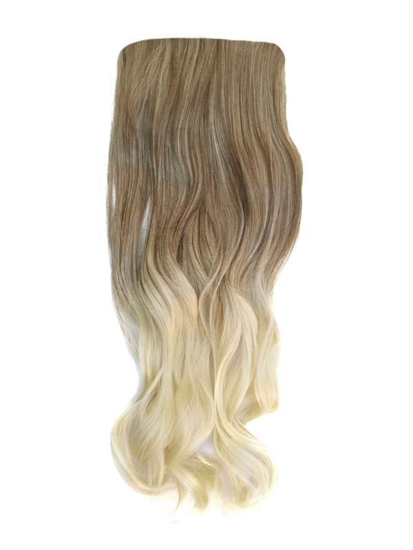 Long 3 Piece 60cm Full Head Clip-on Hair Extensions XXL Wavy - T9-613 Platinum Ash light brown ombre