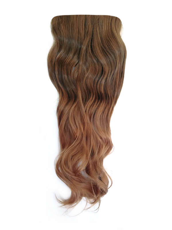 Long 3 Piece 60cm Full Head Clip-on Hair Extensions XXL Wavy - T6K-30 Dark chestnut brown mix