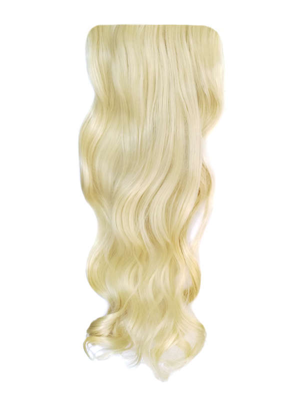 Long 3 Piece 60cm Full Head Clip-on Hair Extensions XXL Wavy - T60-613 White blonde mix