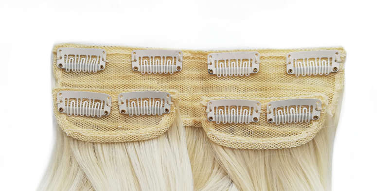 Long 3 Piece 60cm Full Head Clip-on Hair Extensions XXL Wavy - T60-613 White blonde mix