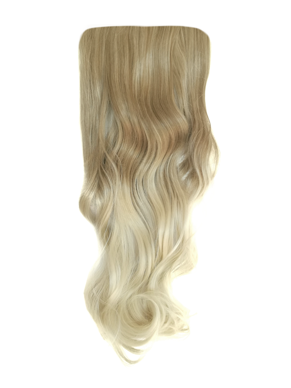 Long 3 Piece 60cm Full Head Clip-on Hair Extensions XXL Wavy - T18B-88 Ash latte light blonde mix