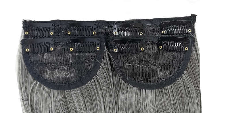 Long 3 Piece 60cm Full Head Clip-on Hair Extensions XXL Wavy - Salt and Pepper 8M60