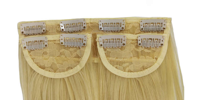 Long 3 Piece 60cm Full Head Clip-on Hair Extensions XXL Wavy - Platinum Blonde 613
