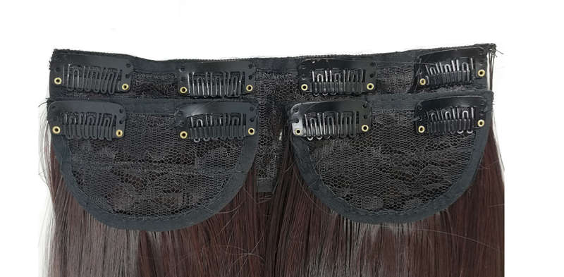Long 3 Piece 60cm Full Head Clip-on Hair Extensions XXL Wavy - Mahogany Dark Brown Mix 2m33