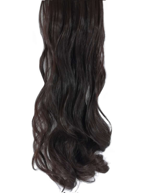 Long 3 Piece 60cm Full Head Clip-on Hair Extensions XXL Wavy - Dark Chocolate 4