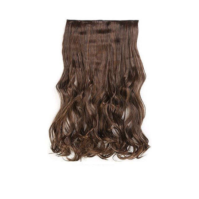 Long 3 Piece 60cm Full Head Clip-on Hair Extensions XXL Wavy - Chestnut Dark Brown Mix 2m30