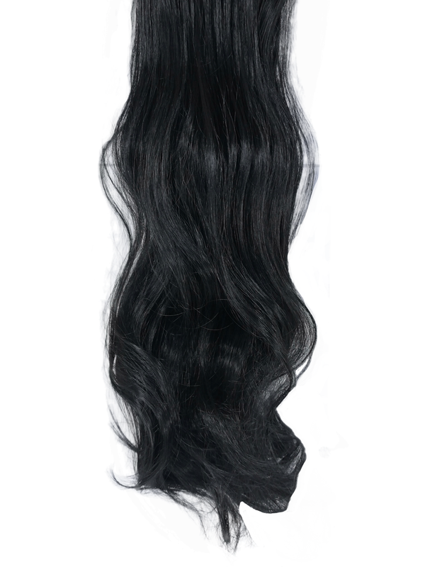 Long 3 Piece 60cm Full Head Clip-on Hair Extensions XXL Wavy - 1b Natural Black