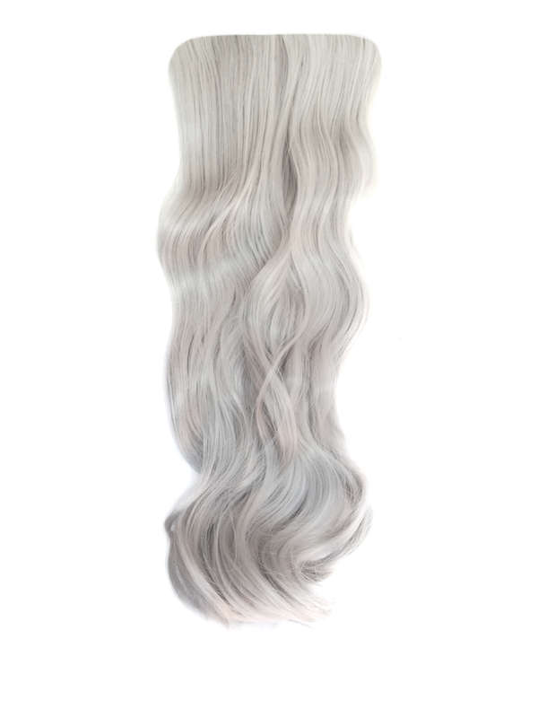 Long 3 Piece 60cm Full Head Clip-on Hair Extensions XXL Wavy - 1001A Silver white