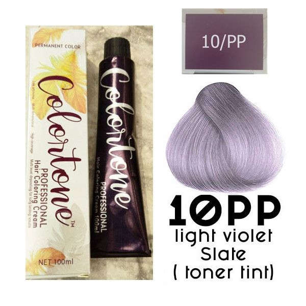 Colortone Professional Hair Dye Toner Tint Coloring Cream - 10PP Light Violet Slate