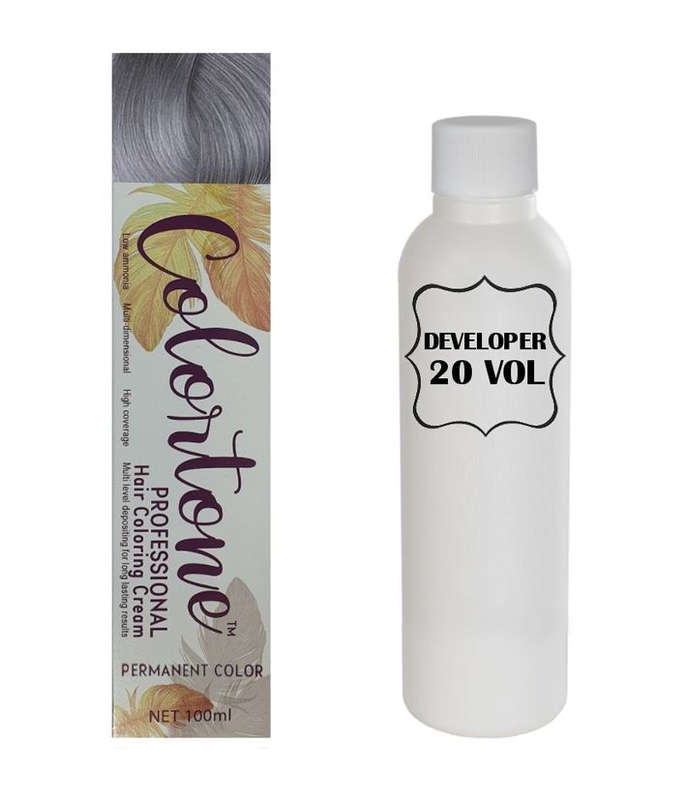 Colortone Professional Hair Dye Toner Tint Coloring Cream - 10BP Medium Steel Silver